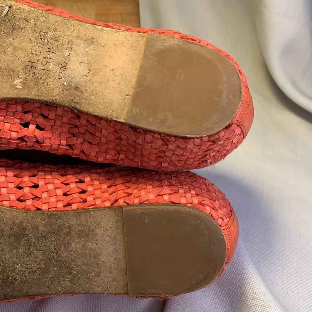 Eileen Fisher leather intarsio woven leather flats